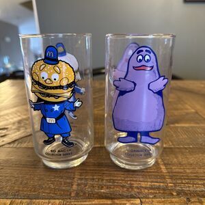 McDonald’s Grimace & Big Mac Collector Series Cups – Vintage Promo Glasses